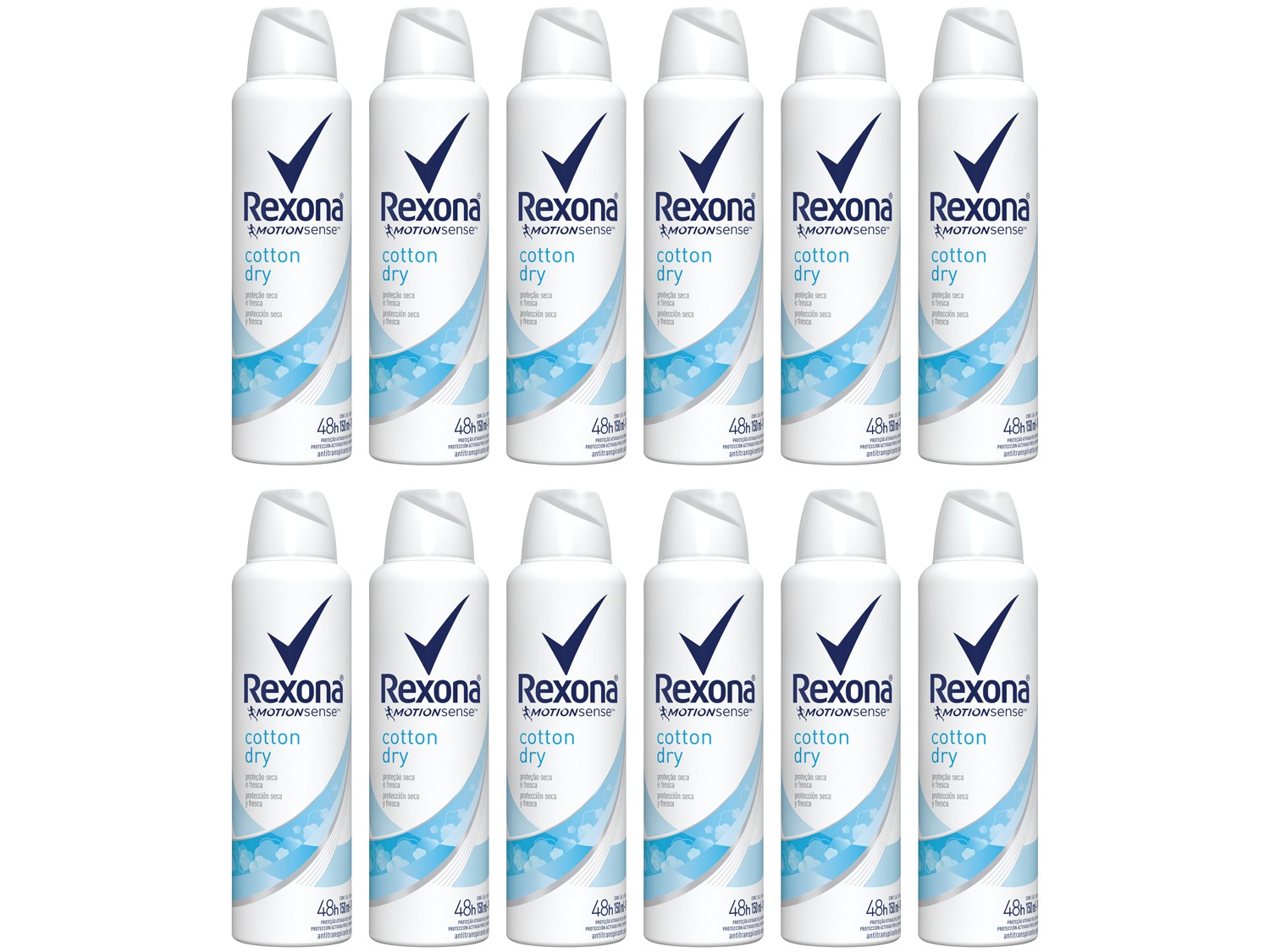 Desodorante Rexona Aerosol Antitranspirante – Feminino Cotton Dry 12 Unidades