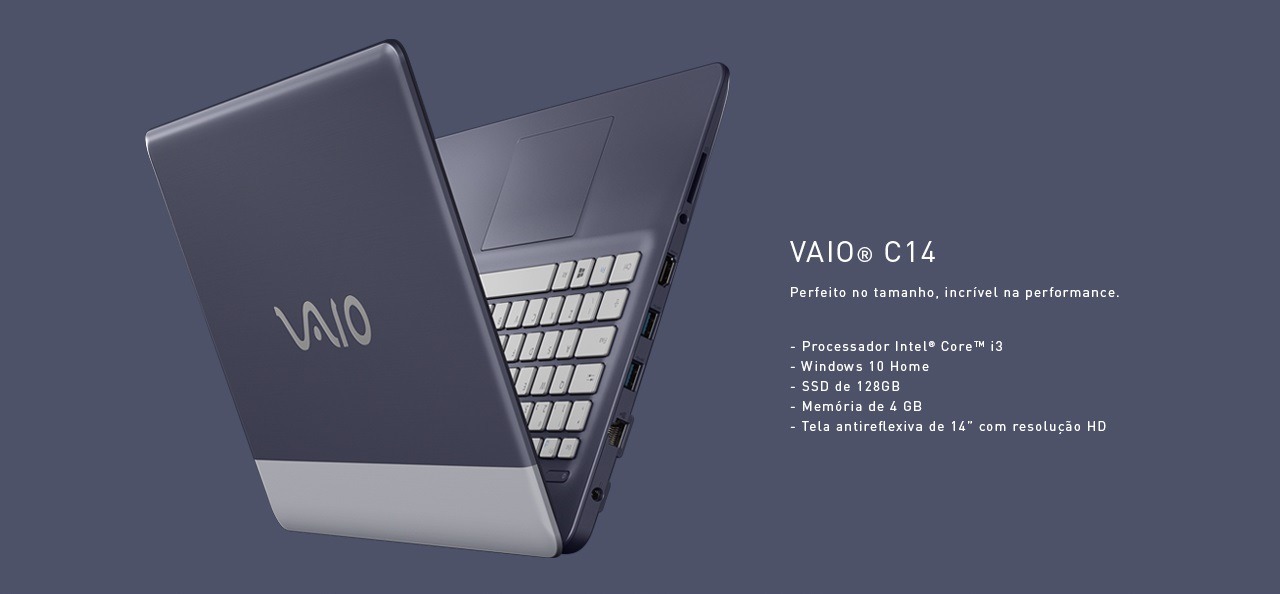 Notebook Vaio C14 B0111L Intel Core I3 4GB 1TB HD Tela 14″ Windows 10 – Azul
