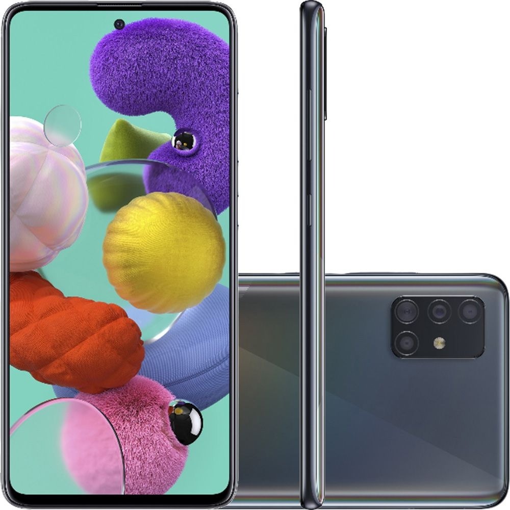 Smartphone Samsung Galaxy A51 Android Tela 6,5″ Super Amoled Octa-Core 2.3 128GB 4G Câmera 48MP+12MP+5Mp – Preto