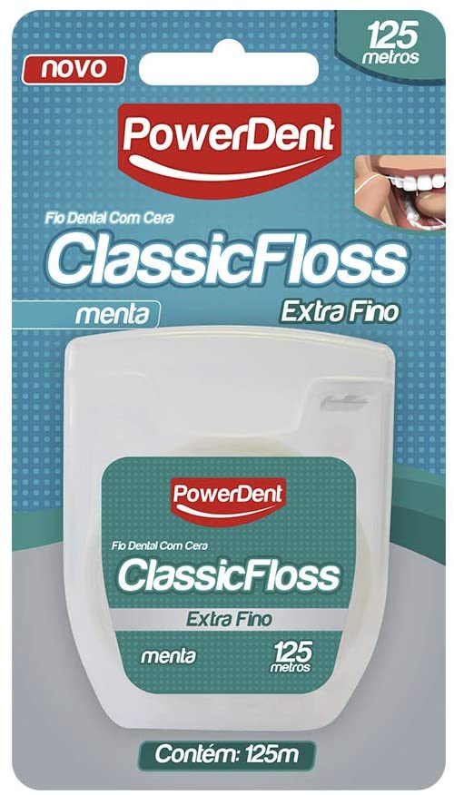 Fio Dental Classic Floss Extra Fino 125 M, Menta, Power Dent, Power Dent