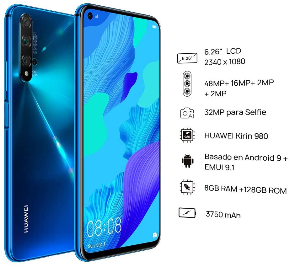 Huawei Nova 5T 128gb 8gb 48 Mpx 6.26′ – Azul