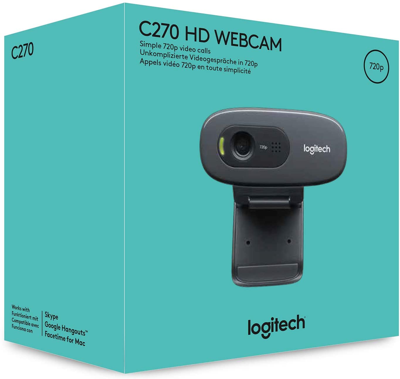 WebCam Logitech C270 HD com 3 MP para Chamadas e Gravações em Vídeo Widescreen 720p