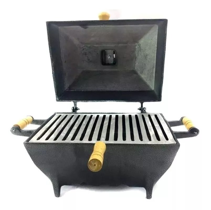 Churrasqueira Aluminio fundido Quadrada Preta Craqueada – Panelasbrasil