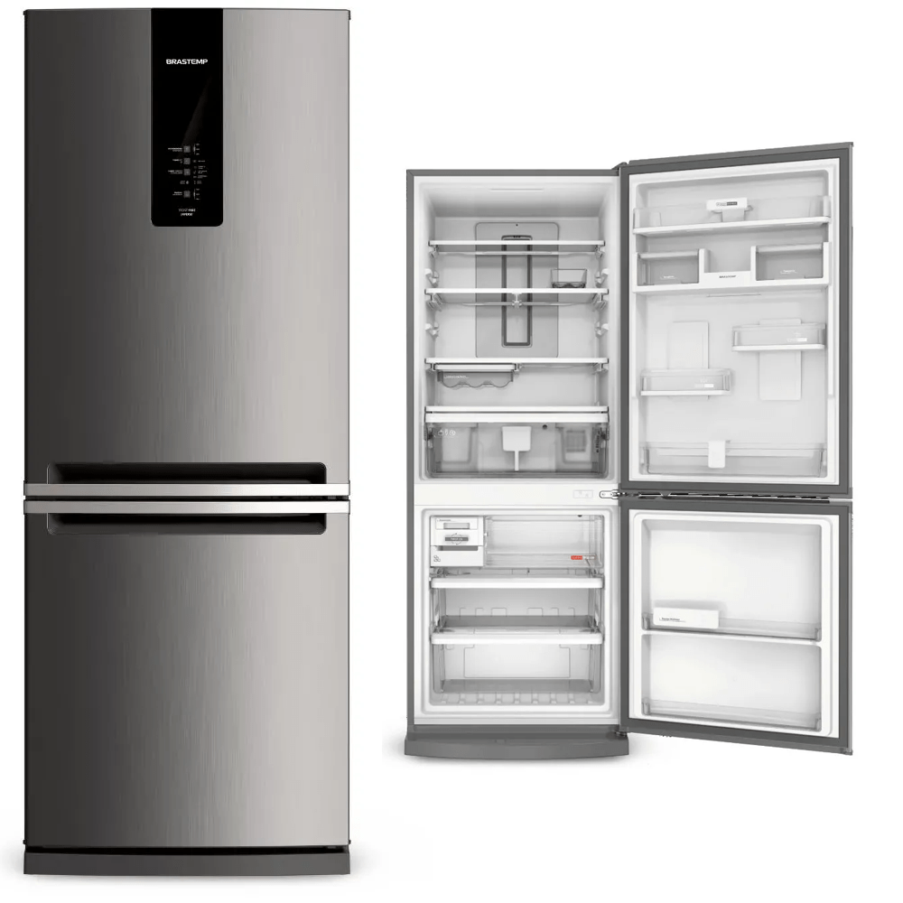 Geladeira Brastemp Frost Free Inverse 443 litros cor Inox com Turbo Ice – BRE57AK