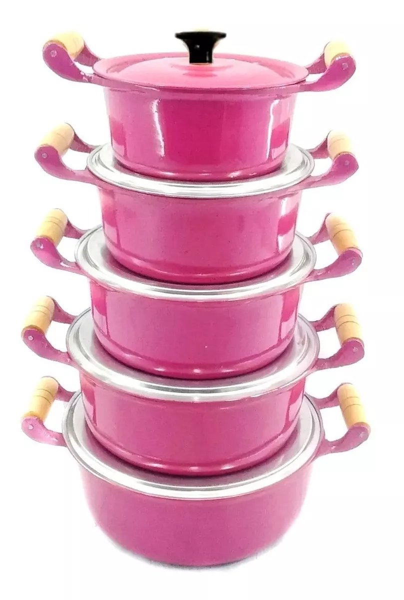 Jogo De Panela Em Aluminio Batido Fundido Grosso Rosa – Panelasbrasil