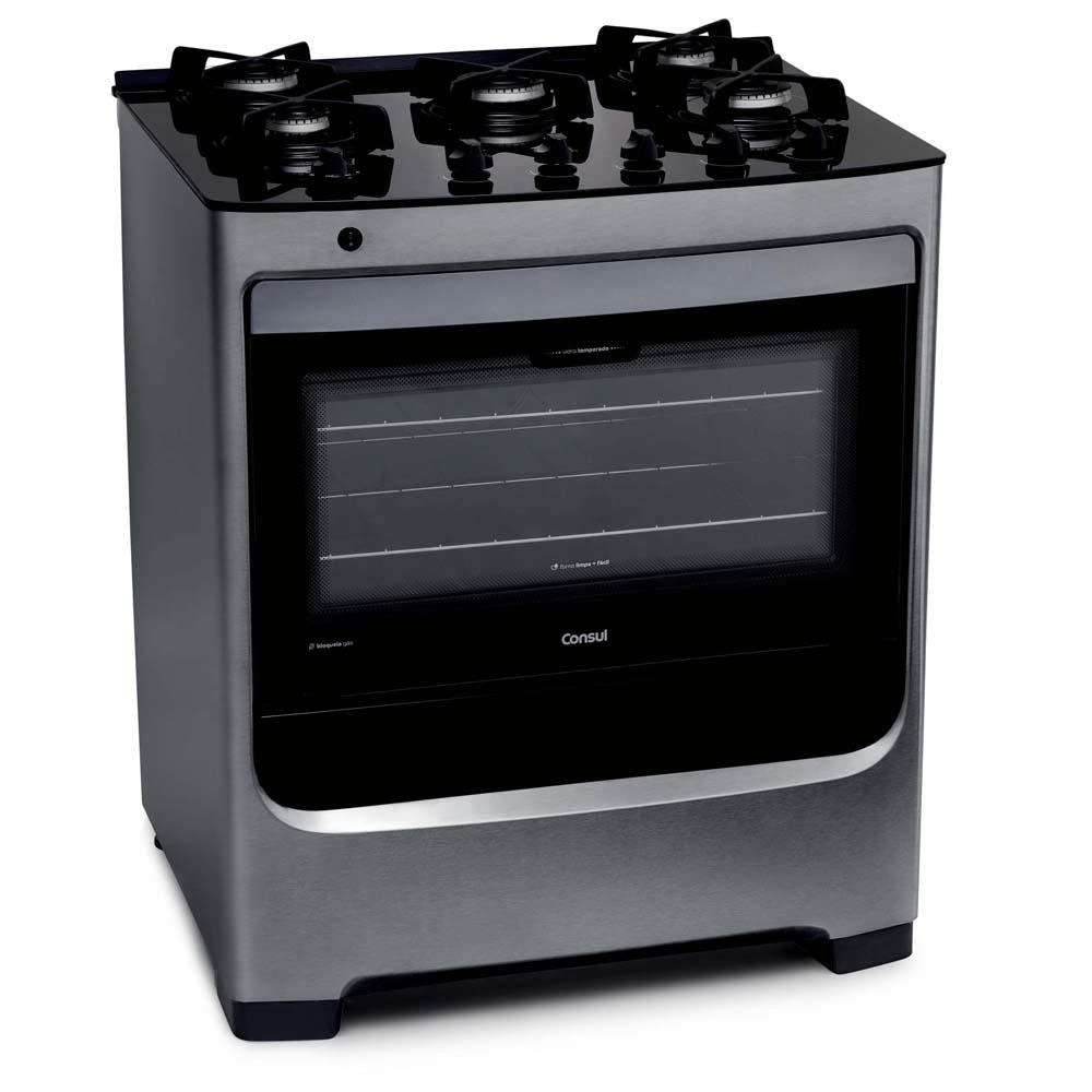 Fogão Consul 5 Bocas CFS5VAR com Mesa de Vidro – Inox