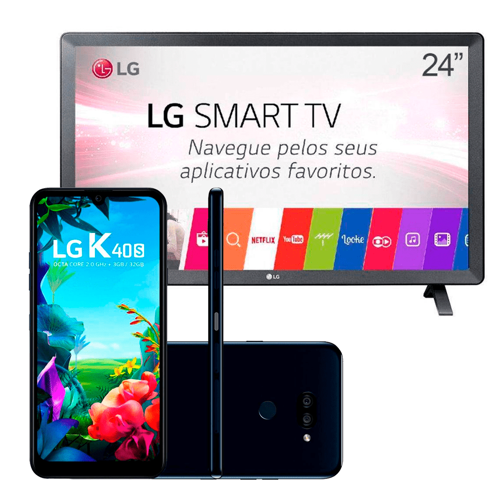 Kit Smart TV 23,6″ LG + Smartphone LG K40s Preto