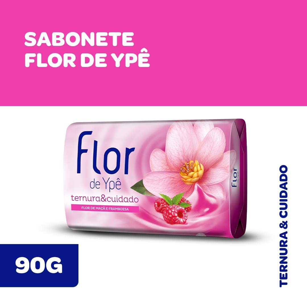 Sabonete em Barra Suave Flor de Ternura e Cuidado 90G, Ypê, Rosa