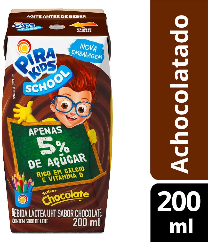 Bebida Láctea Sabor Chocolate Pirakids School 200ml