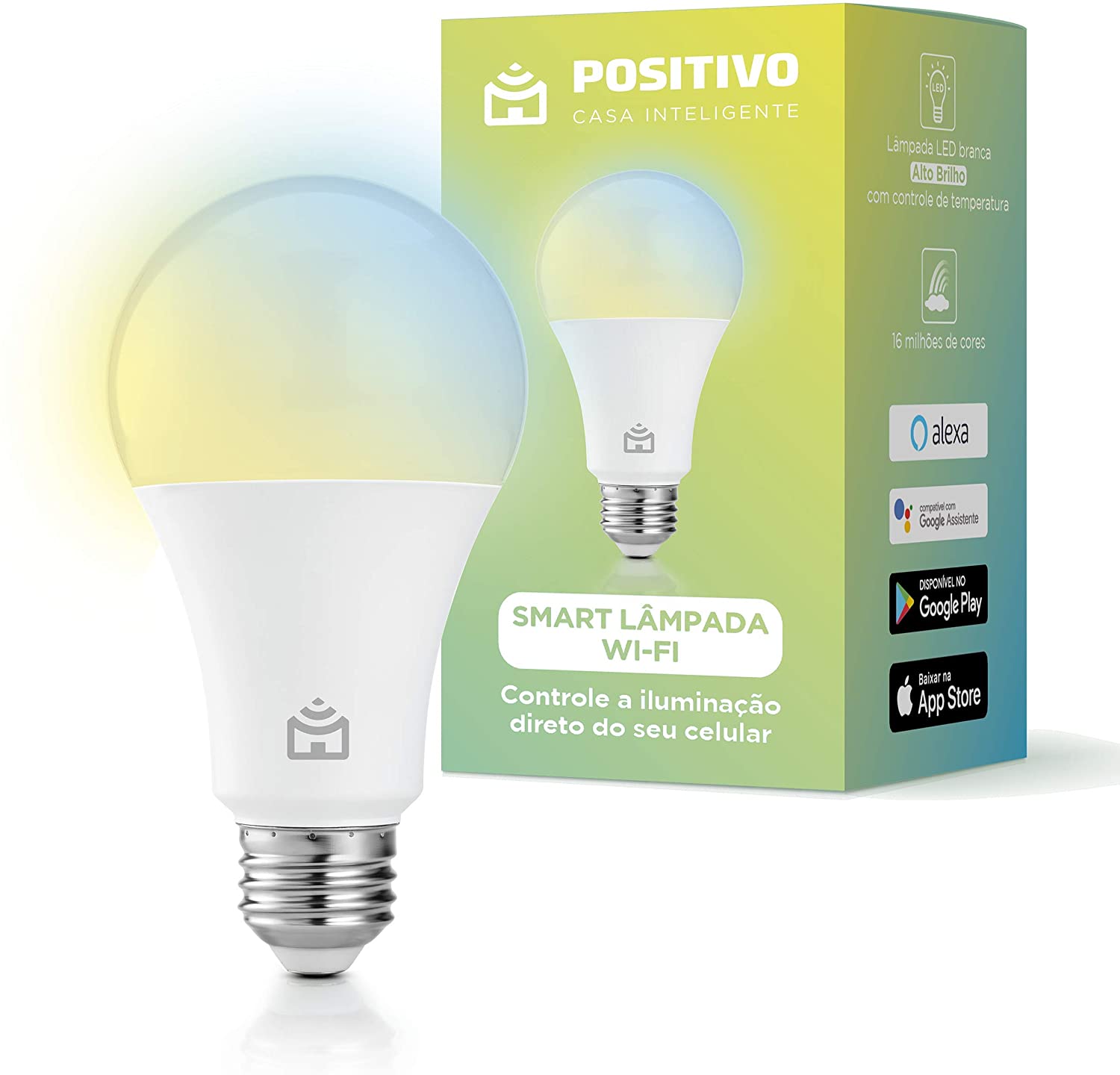 Smart Lâmpada Wi-Fi, Positivo Casa Inteligente, LED 10W, Branco Frio e Quente, Compatível com Alexa
