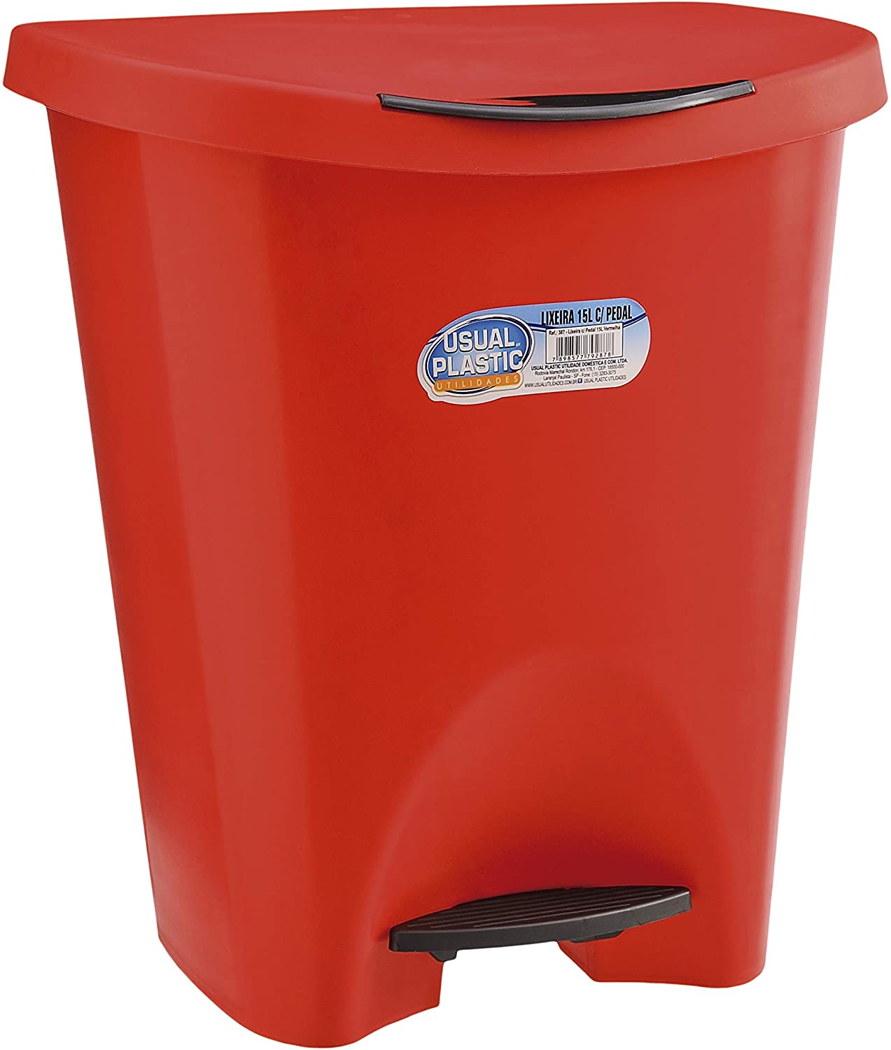 Lixeira Com Pedal 15L Vermelha