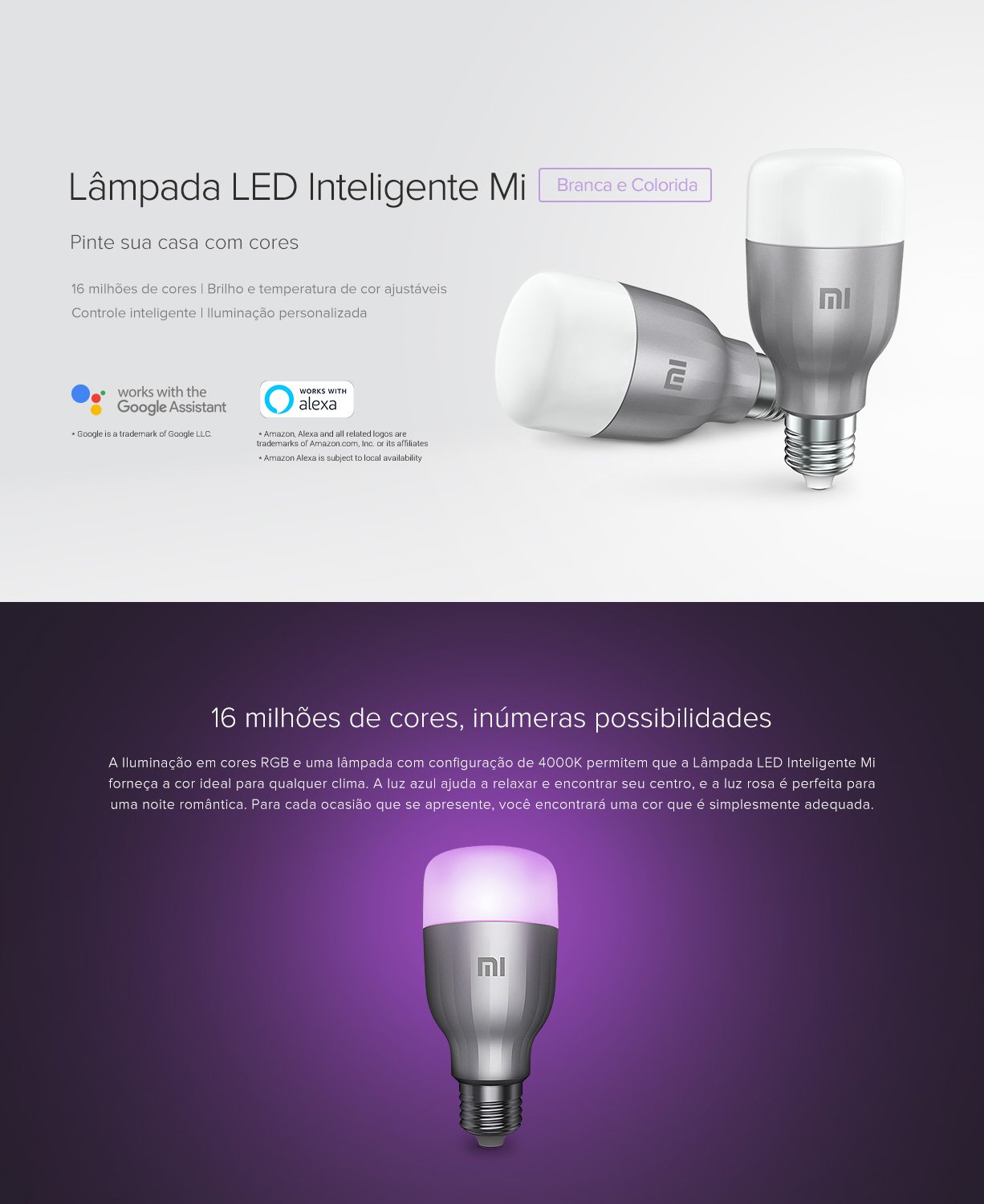 Kit com 2 Lâmpadas LED Inteligente Xiaomi