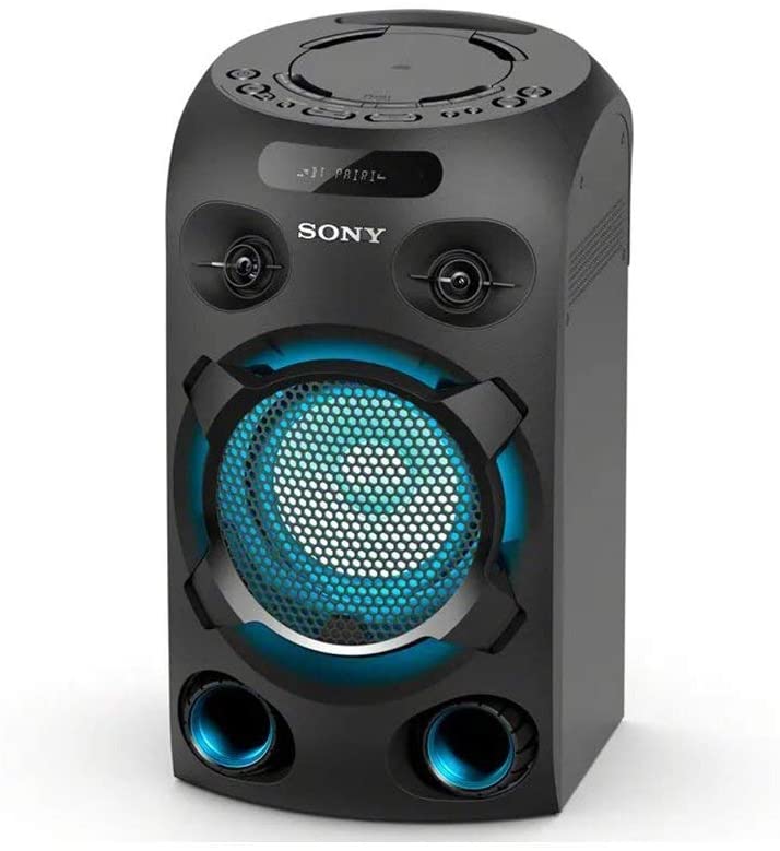 Mini System One Box Torre Sony Muteki MHC-V02D com CD, Conexão USB, Iluminação, Karaoquê e Bluetooth, Preto