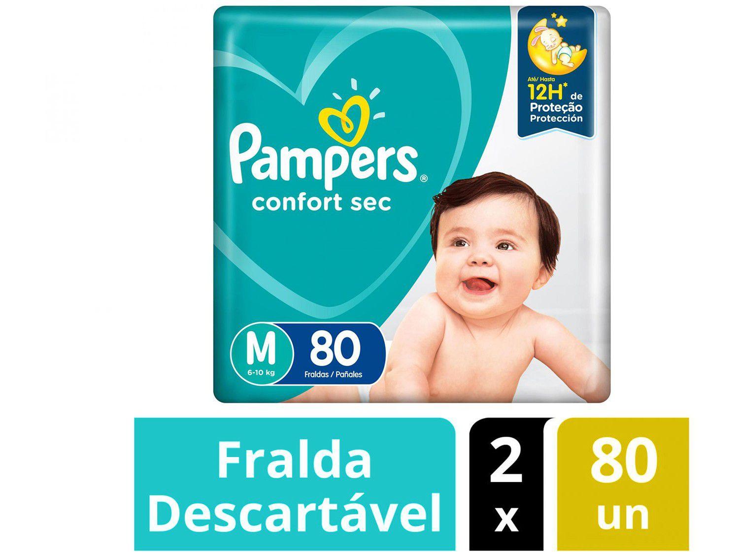 Kit Fralda Pampers Confort Sec Tamanho M 6 a 10kg – 160 Unidades