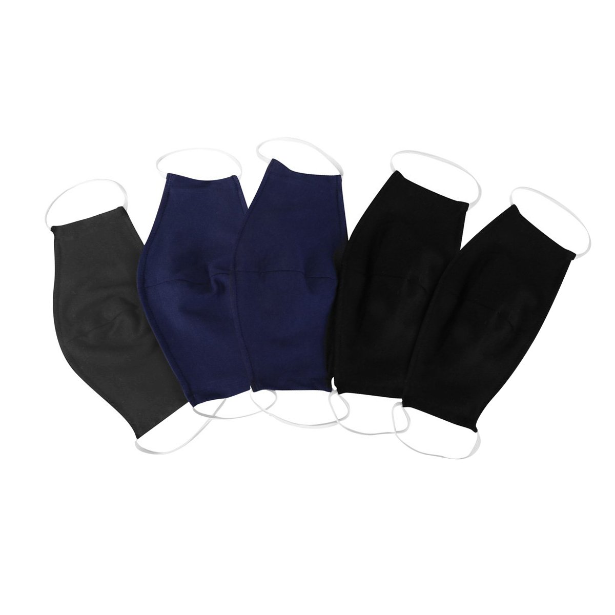 Kit Máscaras de Proteção Adulto Gajang Lavável Algodão – 5 Unidades – Preto e Azul