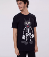 Camiseta Estampa Esqueleto Coçadinha Brilha no Escuro Preto