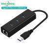 HUB USB 3.0 com porta ethernet RJ45 Gigabit GOOJODO