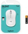Mouse sem fio Logitech M220 Silent Branco – Conexão sem fio, com receptor USB, até 10 metros de alcance sem fio, Formato ambidestro confortável, Elimina o excesso de ruído