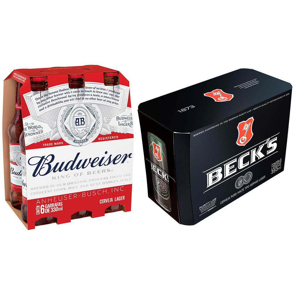 Kit Cerveja Becks Puro Malte 8 Unidades 350ml + Cerveja Budweiser 6 ...