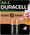 Pilha Recarregável AA Pequena DURACELL com 2 unidades