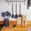 Conjunto de Utensílios de Silicone Cinza 7 Peças com Suporte Cabo em Inox – Casual Home