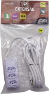 Extensao 3Mtrs Bivolt 20A Branca 3 Tomadas