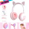 Fone de gatinho bluetooth sem fio fone de ouvido infantil fone de ouvido rosa colorido degrade