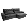 Sofá Retrátil Reclinável França 2,30m Suede Velut Cinza c/ Molas no Assento – King House