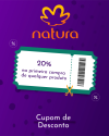 Cupom de 20% de desconto na sua primeira compra de qualquer produto na Natura