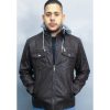 Jaqueta Couro P.U Masculina Forro Com Capuz Removível