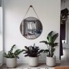 Espelho Decorativo Adnet Grande de Parede Redondo com Alça em Material Ecológico 60cm + Suporte – Rei dos Vidros