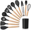 Kit 12 Utensílios de Cozinha Silicone Cabo de Madeira – Athlanta