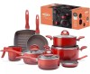 Jogo de panelas de cozinha Brinox Life Smart Plus 4791/105 com 8 peças de cerâmica vermelho
