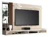 Painel Para Tv Até 55 Polegadas Com Espelho E Lateral Ripada Cor Off White/Naturale