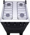Fogão 4 bocas Atlas Mônaco Plus Preto com Acendimento Automático e Mesa Inox