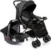 Cosco Kids, Travel System Reverse, Preto Rajado – Carrinho de Bebê + Bebê Conforto