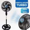 Ventilador De Coluna Preto 40cm Turbo 6 Pás ventilador de pé 110v/220v