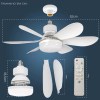 Ventilador de Teto PRO 80W ou 60W Super LED Lâmpada E27 Controle Remoto Luminária Econômica de Energia 6 lâminas Bivolt