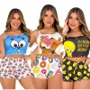 Kit 3 pijamas baby dool sortidos SUEDE personagem