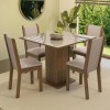 Sala De Jantar Mesa Tampo De Vidro 4 Cadeiras Tifani Madesa Cor Rustic/Crema/Sintético Bege XMMDJA040165