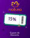 Cupom de 15% de desconto na Natura