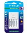 Panasonic K-KJ17MCA4BA Pacote de carregador de bateria individual avançado com 4 pilhas AA Eneloop recarregáveis de 2100 ciclos