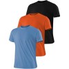 Pacote com 3 camisetas esportivas masculinas respiráveis de secagem rápida, leve e confortável, ideal para corrida e academia, Pacote com 3 (preto + azul + branco), GG