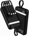 Power Bank, Carregador Portátil de 20000mAh com Carga Rápida, Múltiplas Portas, Design Leve e Proteção Inteligente para Dispositivos Preto