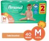 Fralda Infantil Personal Baby Protect e Sec M Mega 9x40pads Leve 40 pague 38 Unidades