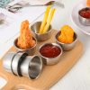 Pratos de molho de aço inoxidável mini tigela individual pratos de tempero redondos tigela de molho de sushi pratos de aperitivo – grande – pacote com 6