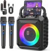 JYX Caixa de Som com Microfone para Adultos e Crianças, Caixa de Som Bluetooth Portátil com 2 Microfones e Luzes de DJ para Festas e Reuniões em Casa, Suporta USB/TF/AUX/REC(50W)