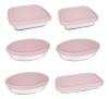 Conjunto Assadeiras 6 Peças com Tampa Cor Rosa – Marinex