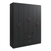 Guarda Roupa Solteiro 6 Portas 2 Gavetas Sidney Doripel Cor Preto