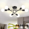 Luminária Lustre Teto Moderno Para Cozinha Sala 6 Cabeças Preto